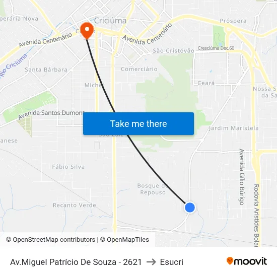Av.Miguel Patrício De Souza - 2621 to Esucri map