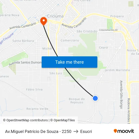 Av.Miguel Patrício De Souza - 2250 to Esucri map