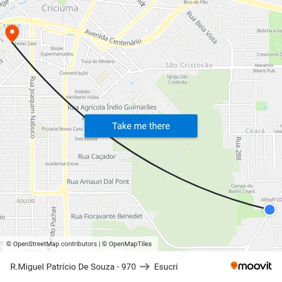 R.Miguel Patrício De Souza - 970 to Esucri map