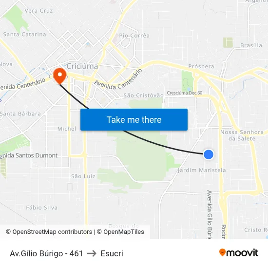 Av.Gílio Búrigo - 461 to Esucri map
