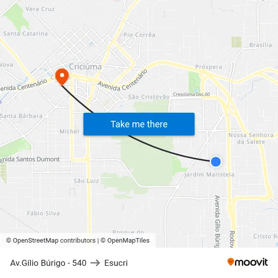 Av.Gílio Búrigo - 540 to Esucri map