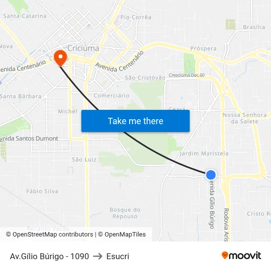 Av.Gílio Búrigo - 1090 to Esucri map