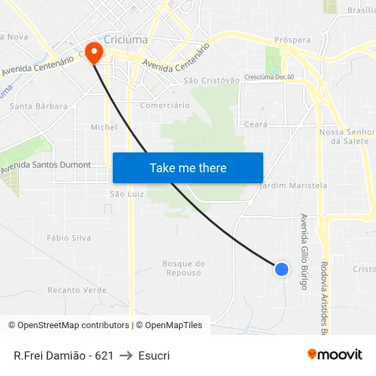 R.Frei Damião - 621 to Esucri map