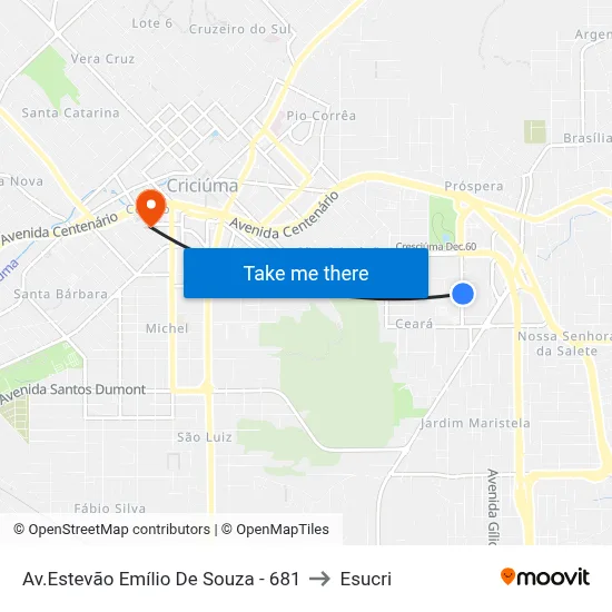 Av.Estevão Emílio De Souza - 681 to Esucri map