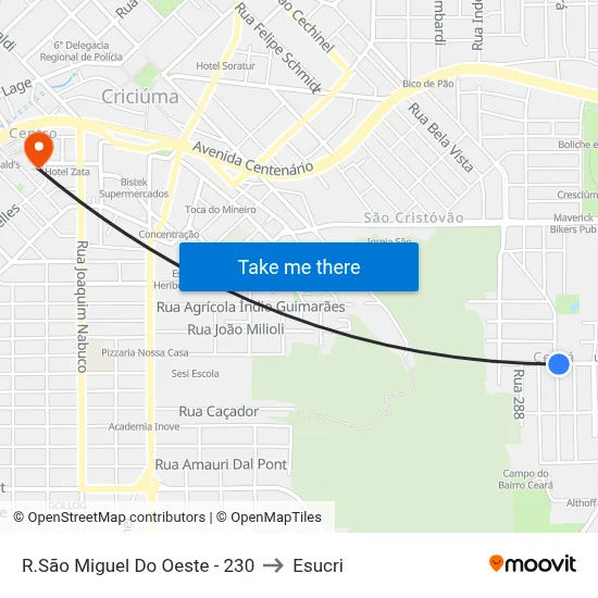 R.São Miguel Do Oeste - 230 to Esucri map