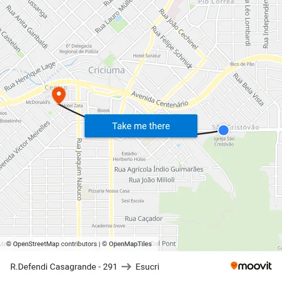 R.Defendi Casagrande - 291 to Esucri map