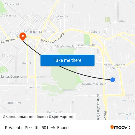 R.Valentin Pizzetti - 501 to Esucri map