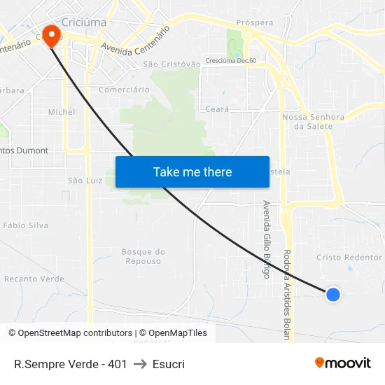 R.Sempre Verde - 401 to Esucri map