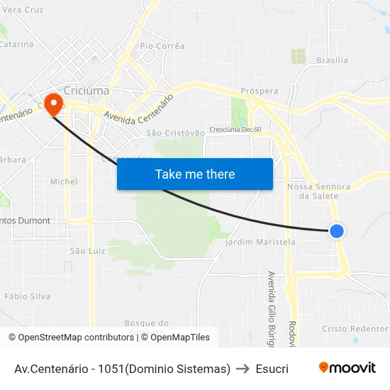 Av.Centenário - 1051(Dominio Sistemas) to Esucri map