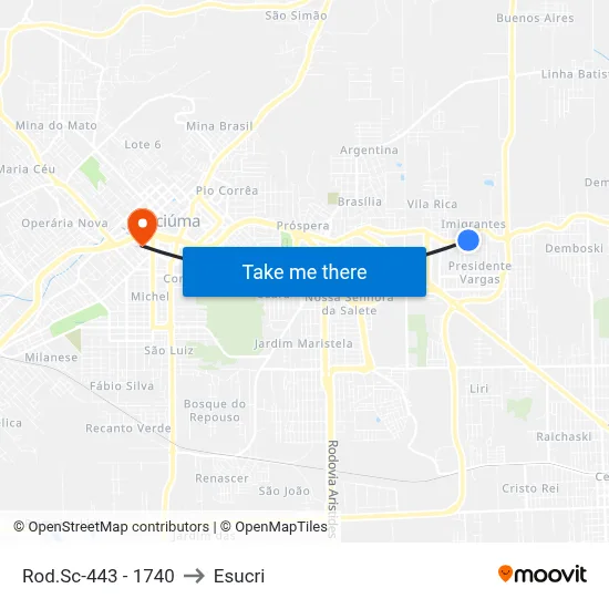 Rod.Sc-443 - 1740 to Esucri map