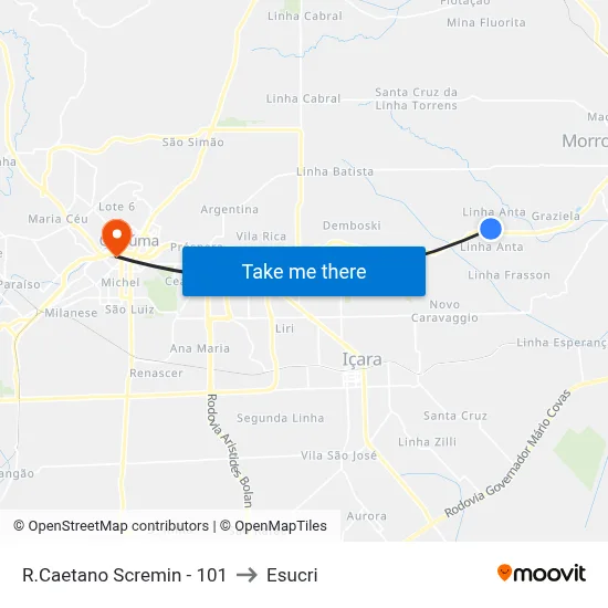 R.Caetano Scremin - 101 to Esucri map