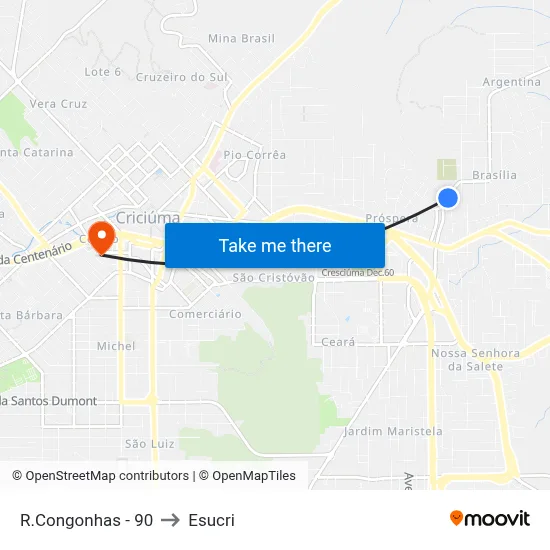 R.Congonhas - 90 to Esucri map