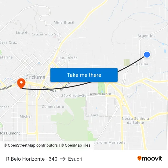 R.Belo Horizonte - 340 to Esucri map