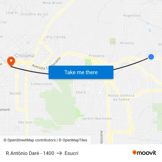 R.Antônio Daré - 1400 to Esucri map