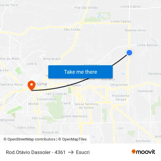 Rod.Otávio Dassoler - 4361 to Esucri map