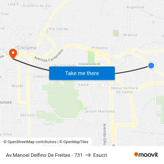 Av.Manoel Delfino De Freitas - 731 to Esucri map