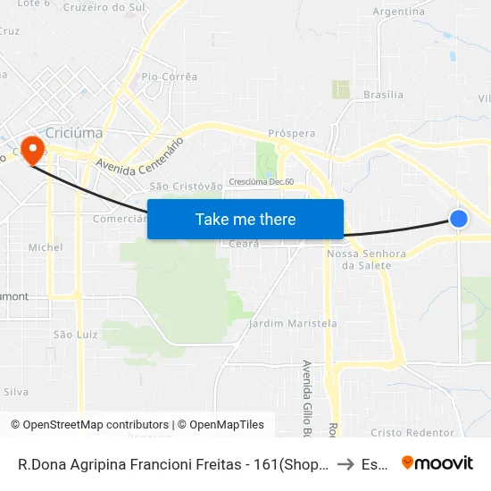 R.Dona Agripina Francioni Freitas - 161(Shopping Nações) to Esucri map