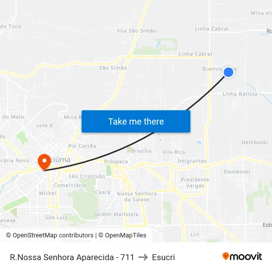 R.Nossa Senhora Aparecida - 711 to Esucri map