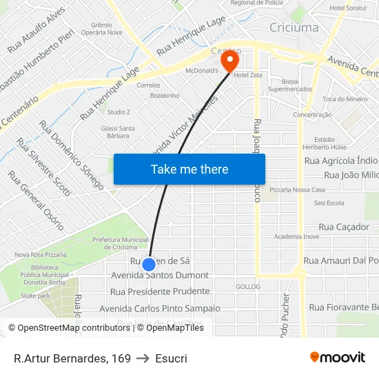 R.Artur Bernardes, 169 to Esucri map