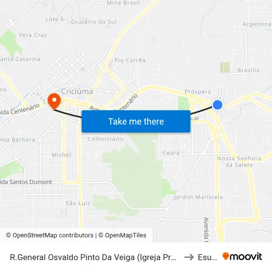 R.General Osvaldo Pinto Da Veiga (Igreja Próspera) to Esucri map