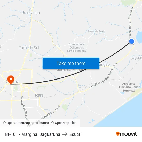 Br-101 - Marginal Jaguaruna to Esucri map