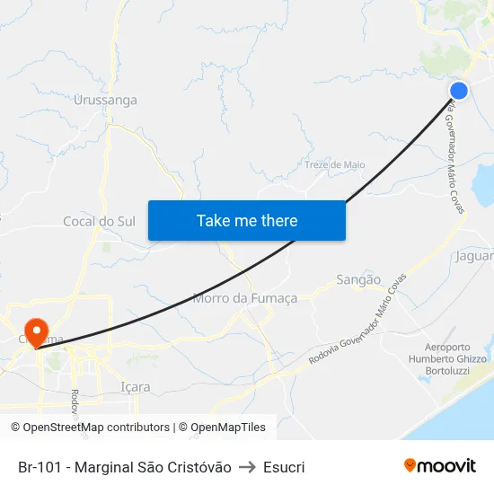 Br-101 - Marginal São Cristóvão to Esucri map