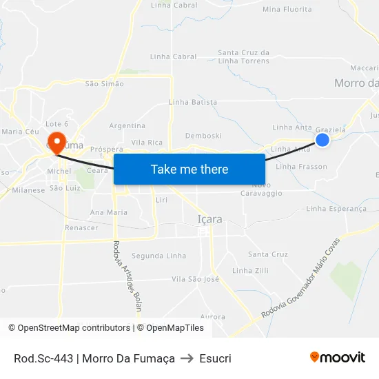 Rod.Sc-443 | Morro Da Fumaça to Esucri map