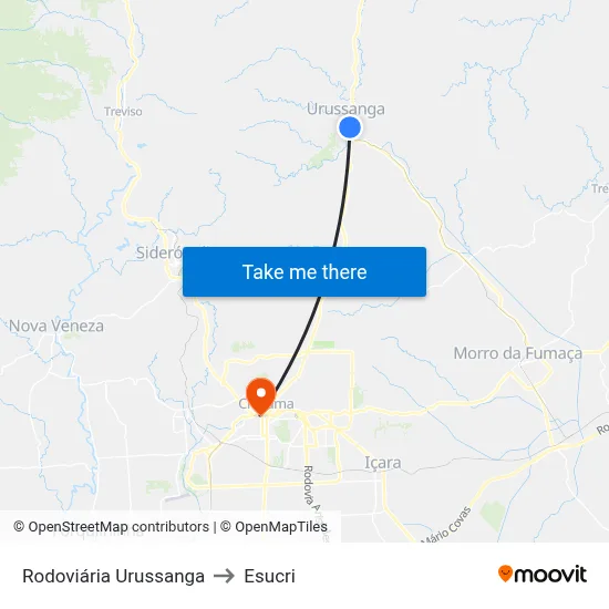 Rodoviária Urussanga to Esucri map