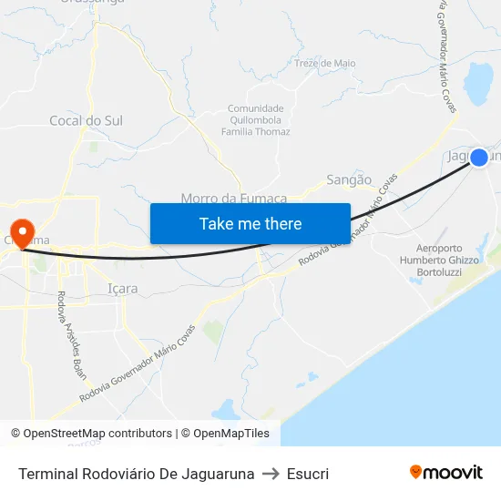 Terminal Rodoviário De Jaguaruna to Esucri map