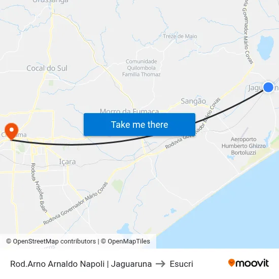 Rod.Arno Arnaldo Napoli | Jaguaruna to Esucri map