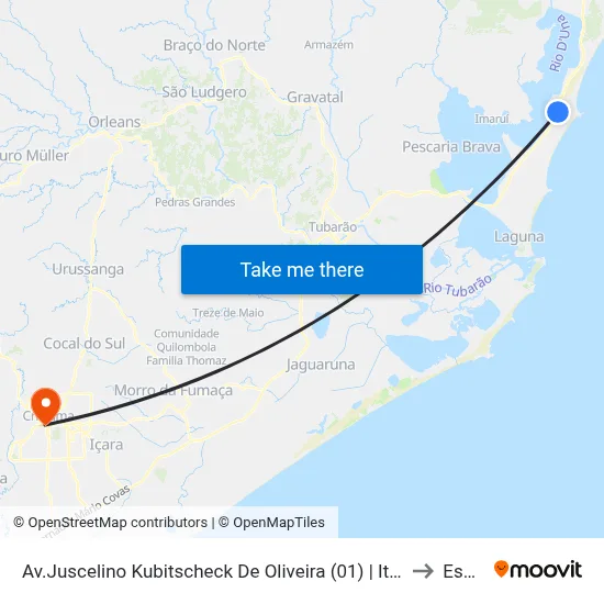 Av.Juscelino Kubitscheck De Oliveira (01) | Itapirubá Sul to Esucri map