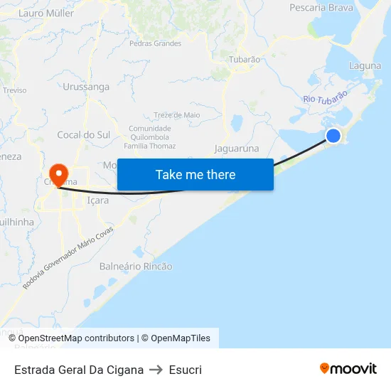 Estrada Geral Da Cigana to Esucri map