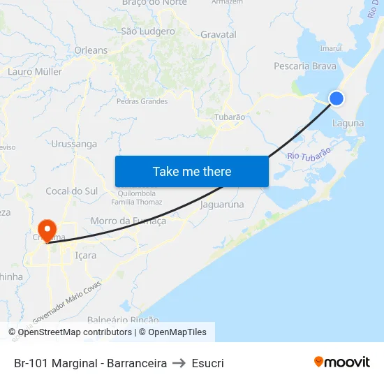 Br-101 Marginal - Barranceira to Esucri map