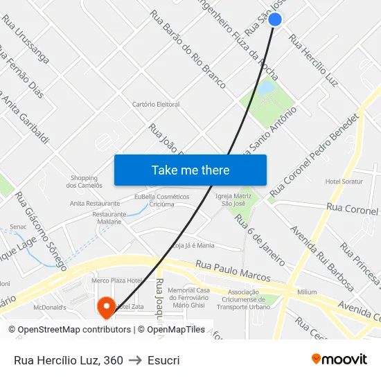 Rua Hercílio Luz, 360 to Esucri map