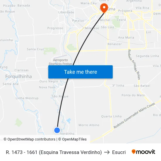 R. 1473 - 1661 (Esquina Travessa Verdinho) to Esucri map