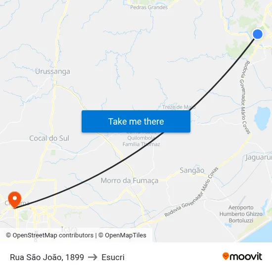 Rua São João, 1899 to Esucri map