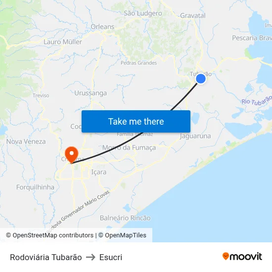 Rodoviária Tubarão to Esucri map