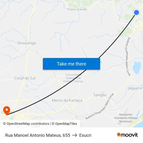 Rua Manoel Antonio Mateus, 655 to Esucri map