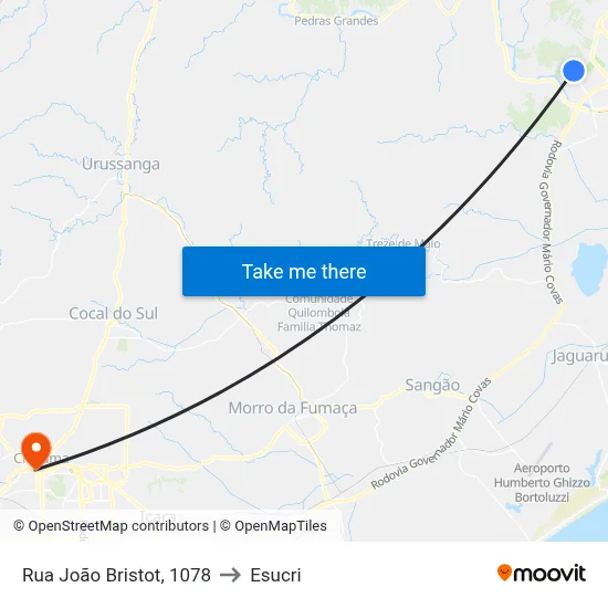 Rua João Bristot, 1078 to Esucri map