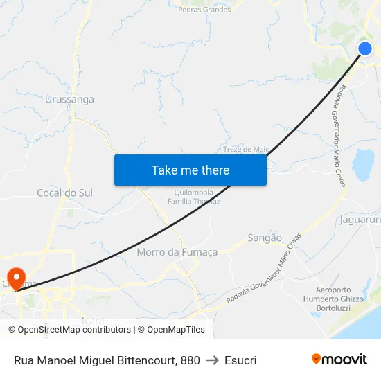 Rua Manoel Miguel Bittencourt, 880 to Esucri map