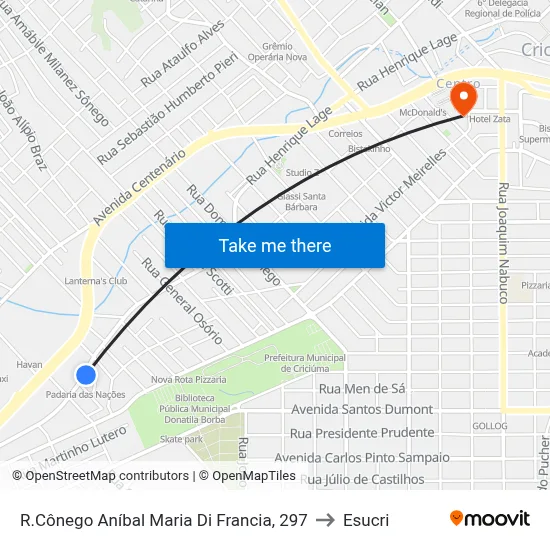 R.Cônego Aníbal Maria Di Francia, 297 to Esucri map