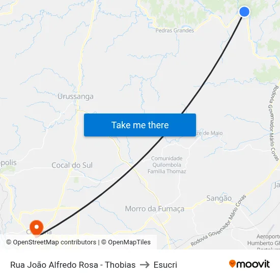Rua João Alfredo Rosa - Thobias to Esucri map