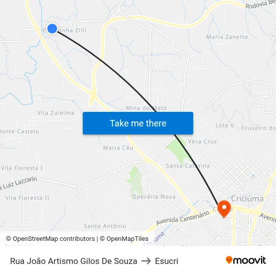 Rua João Artismo Gilos De Souza to Esucri map
