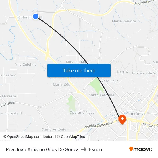Rua João Artismo Gilos De Souza to Esucri map
