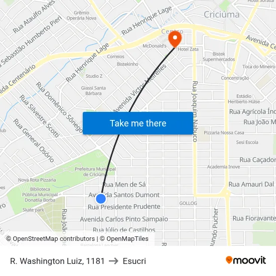 R. Washington Luiz, 1181 to Esucri map