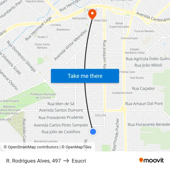 R. Rodrigues Alves, 497 to Esucri map
