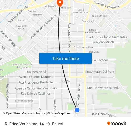 R. Érico Veríssimo, 14 to Esucri map