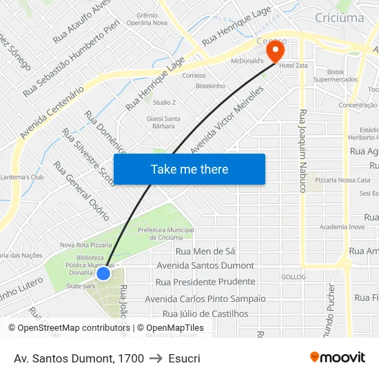 Av. Santos Dumont, 1700 to Esucri map