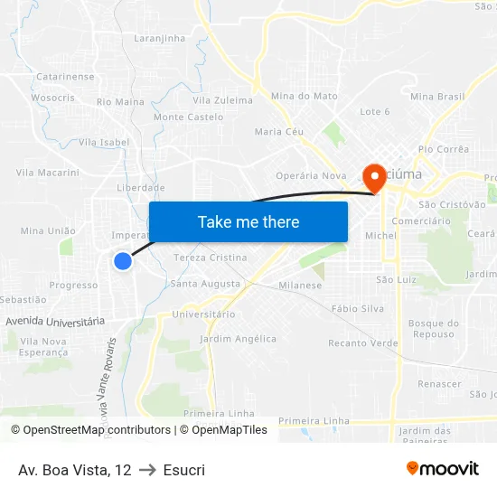 Av. Boa Vista, 12 to Esucri map