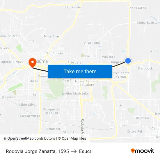 Rodovia Jorge Zanatta, 1595 to Esucri map